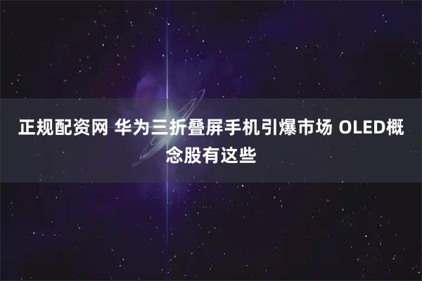 正规配资网 华为三折叠屏手机引爆市场 OLED概念股有这些