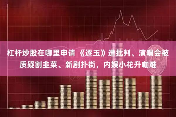杠杆炒股在哪里申请 《逐玉》遭批判、演唱会被质疑割韭菜、新剧扑街，内娱小花升咖难